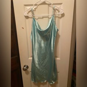 New teal slip dress